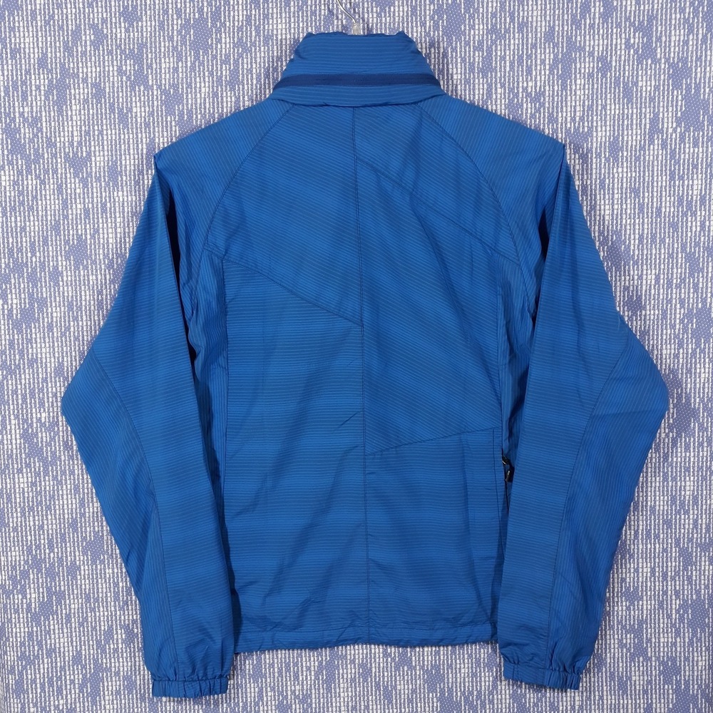 NAU Jacket Womens M Windbreaker Full Zip Pockets Hooded Asymmetric Blue - Picture 8 of 12